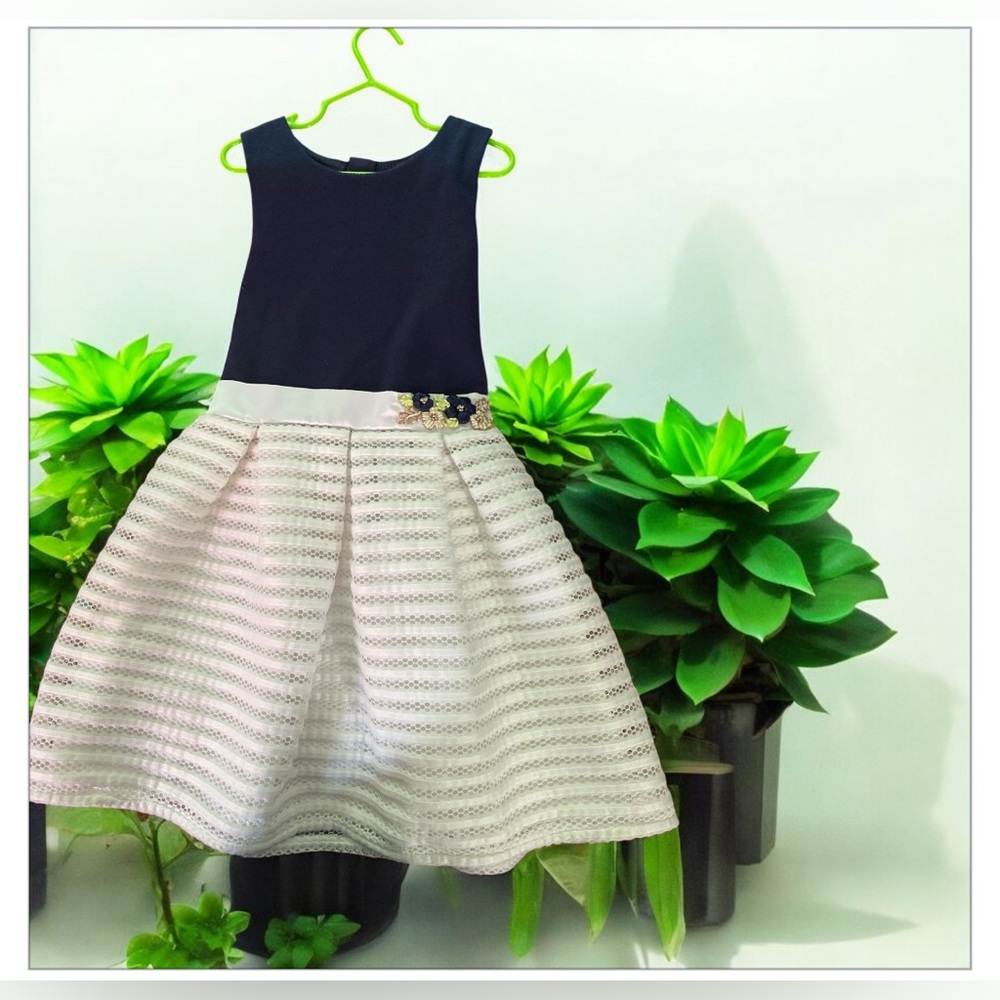 Elegant Navy and Cream Kids Dress